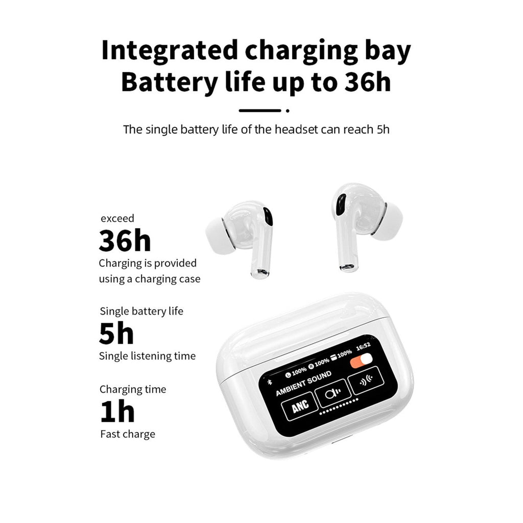 Touch Screen Earphone Wireless Bluetooth Headset With Smart ANC Headphones