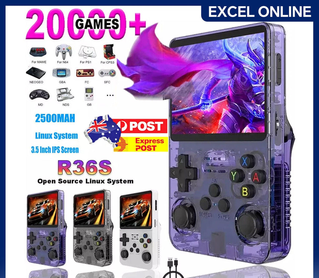 Retro Handheld R36S Game Console 64/128GB 20000+ Games Retro Handheld Games AU