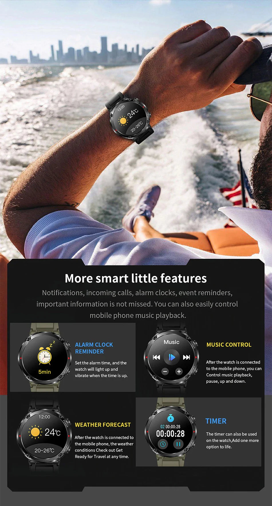 Bluetooth Smart Watch Fitness Activity Tracker Pedometer Heart Rate Blood Pressure oxygen & Sleep monitoring