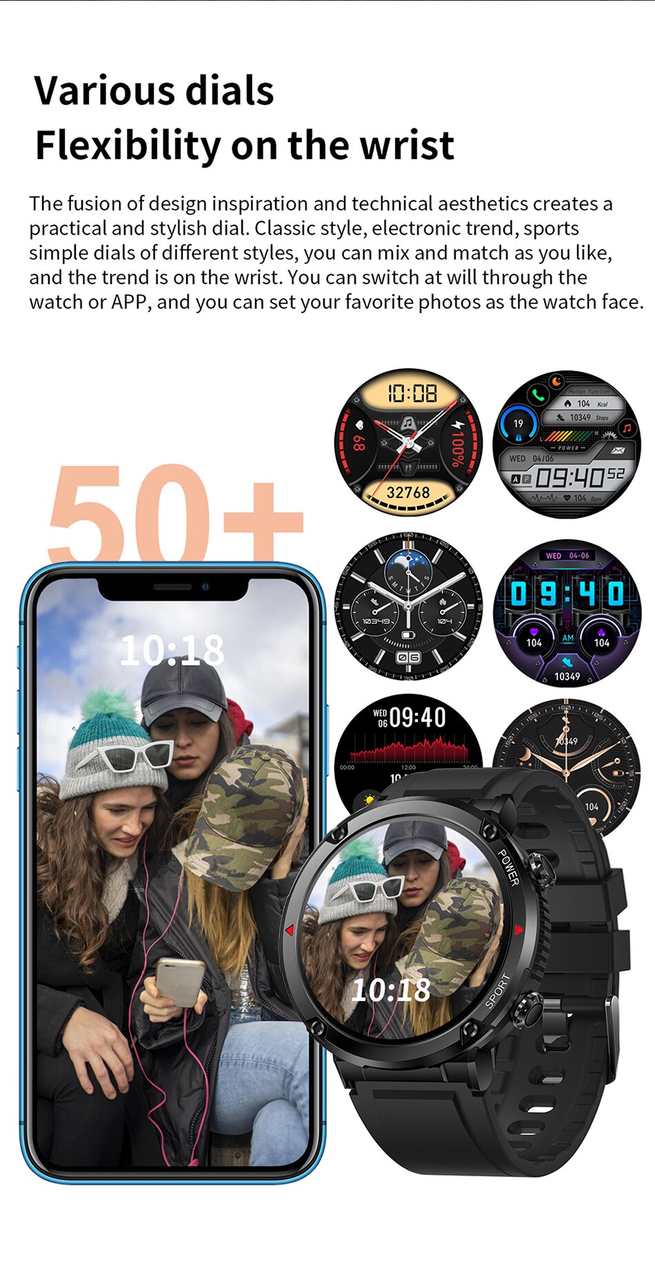 Military Standard  Bluetooth Smart Watch Fitness Activity Tracker Pedometer For Men & Women With Haert Rate Monitor Smartwatch For Apple iPhone Samsung Android iOS