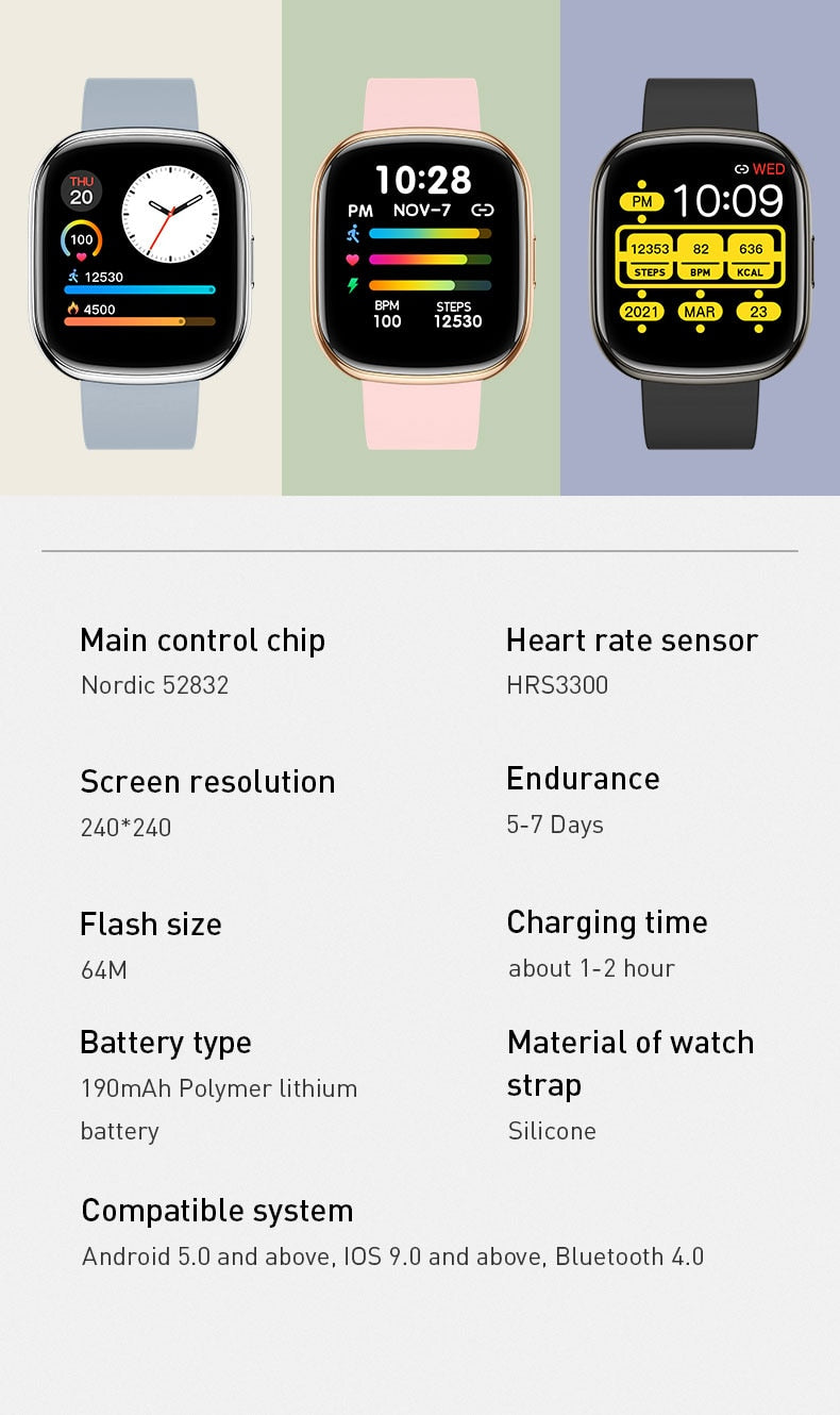 Bluetooth Smart Watch Fitness Activity Tracker Pedometer For Men & Women With Haert Rate Monitor