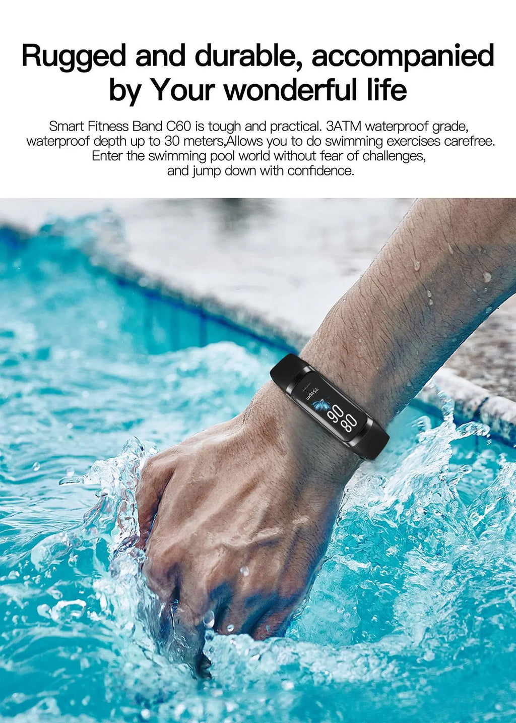 fit Smart Fitness Tracker Waterproof Heart bit Rate Blood Pressure Monitor Smartwatch Band