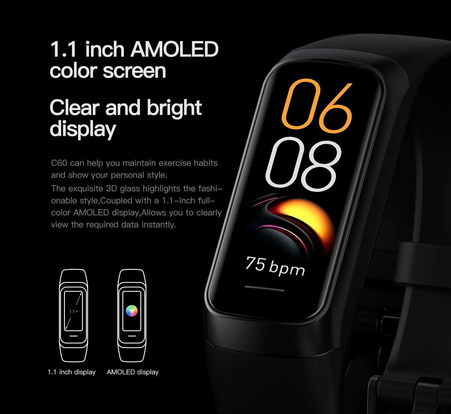 fit Smart Fitness Tracker Waterproof Heart bit Rate Blood Pressure Monitor Smartwatch Band