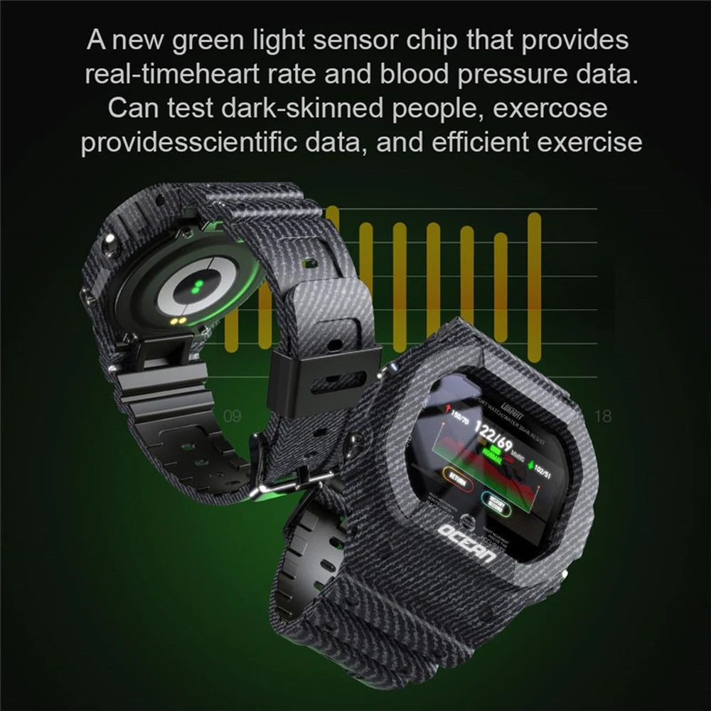 Military Rugged Smart Sports Fitness Heart Rate Blood Pressure Monitor Activity Tracker Smart Watch Pedometer For Men & Women