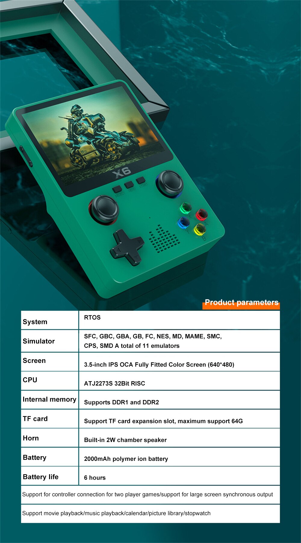 Portable Retro Pocket Game Console With Bult-In Games Kids Handheld Classic Video Game Console With 8000 Bult-in Games