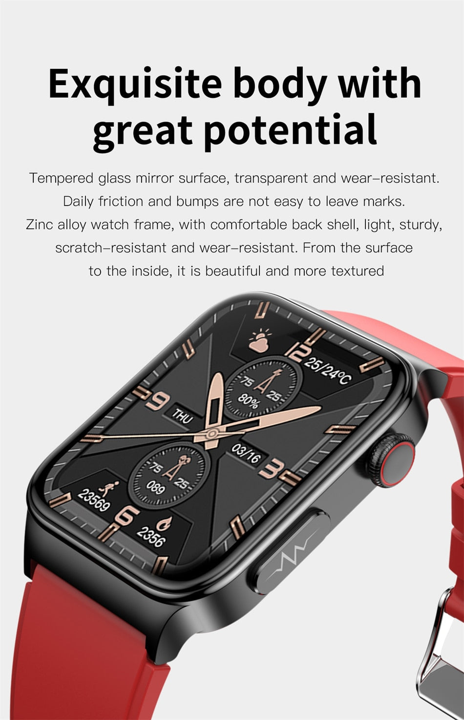 High-End ECG and Blood Sugar Monitoring Sports Smartwatch