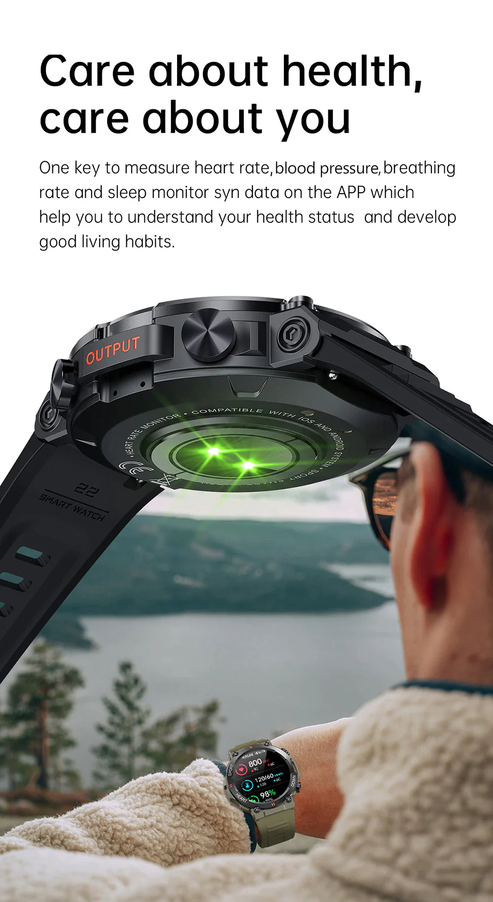 Men's Waterproof Bluetooth Smart Watch Fitness Activity Tracker Pedometer For Men & Women With Haert Rate And Blood Pressure Monitor Smartwatch