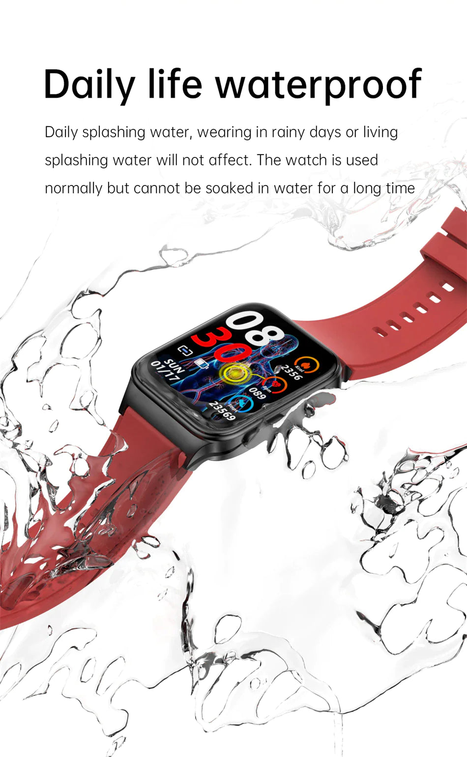 High-End Glucose and ECG Monitoring Smart Watch For Apple iPhone Samsung Android iOS