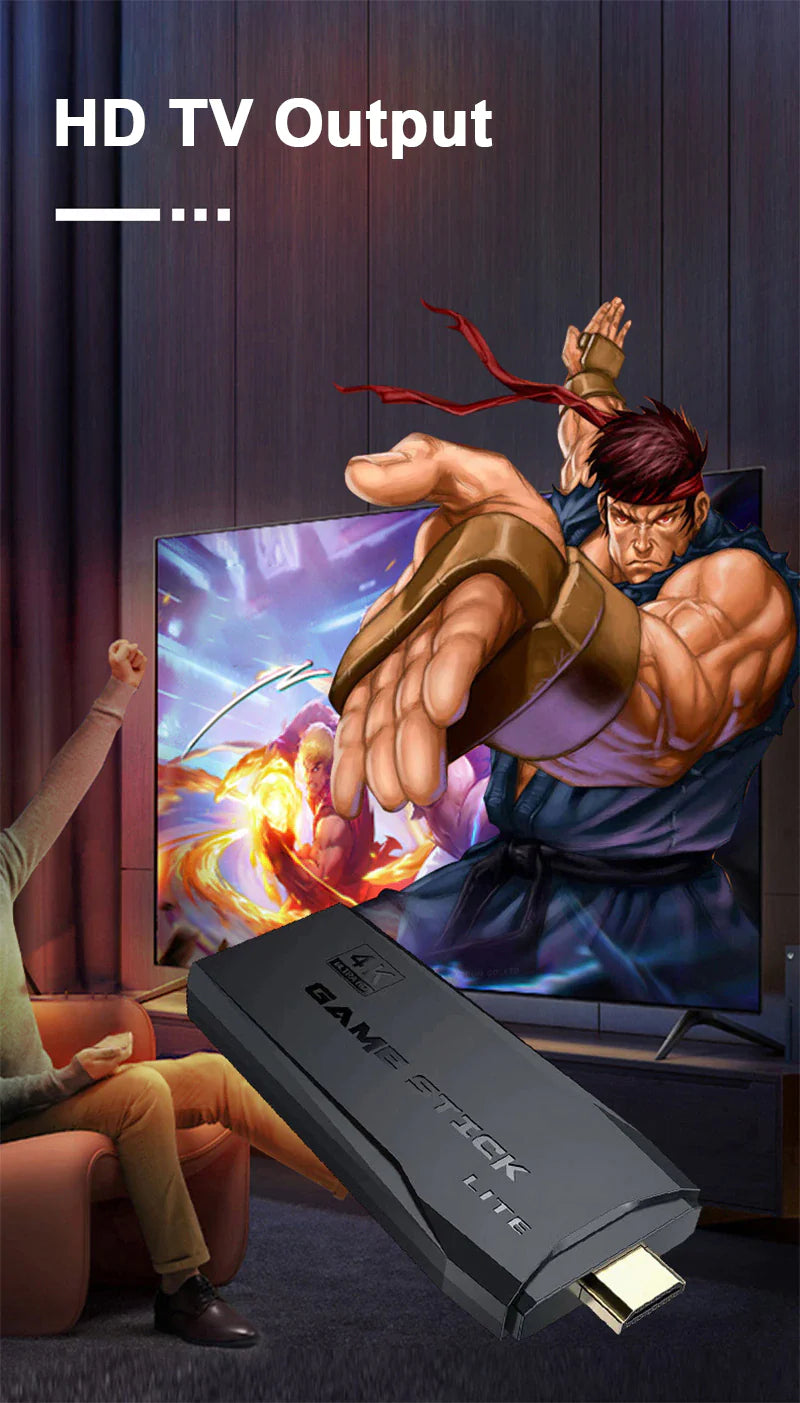 4K HDMI TV Retro Video Game Stick Game Gaming Console Pocket Arcade With 20000 Games & 2 Wireless Controller
