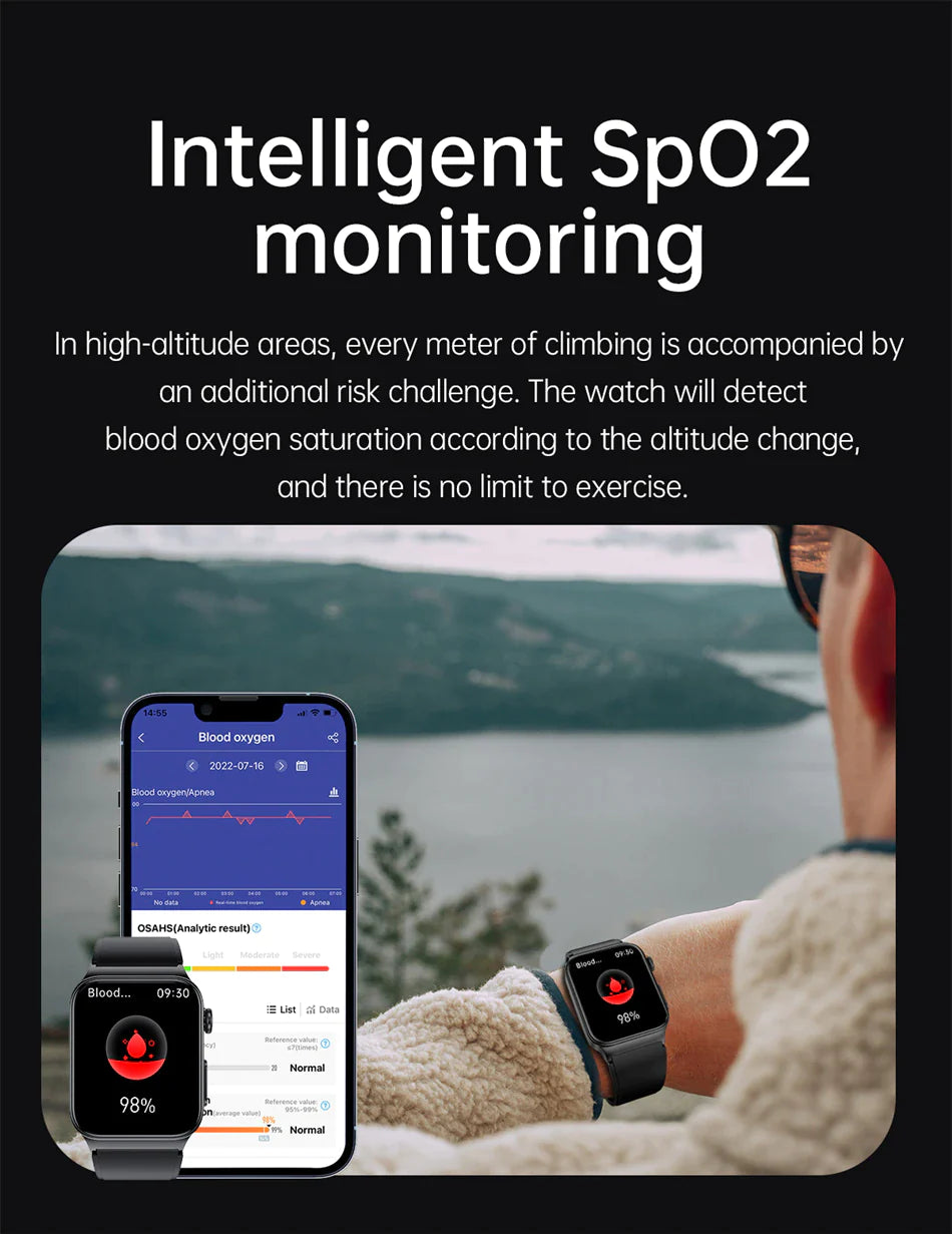 High-End ECG and Blood Sugar Monitoring Sports Smartwatch