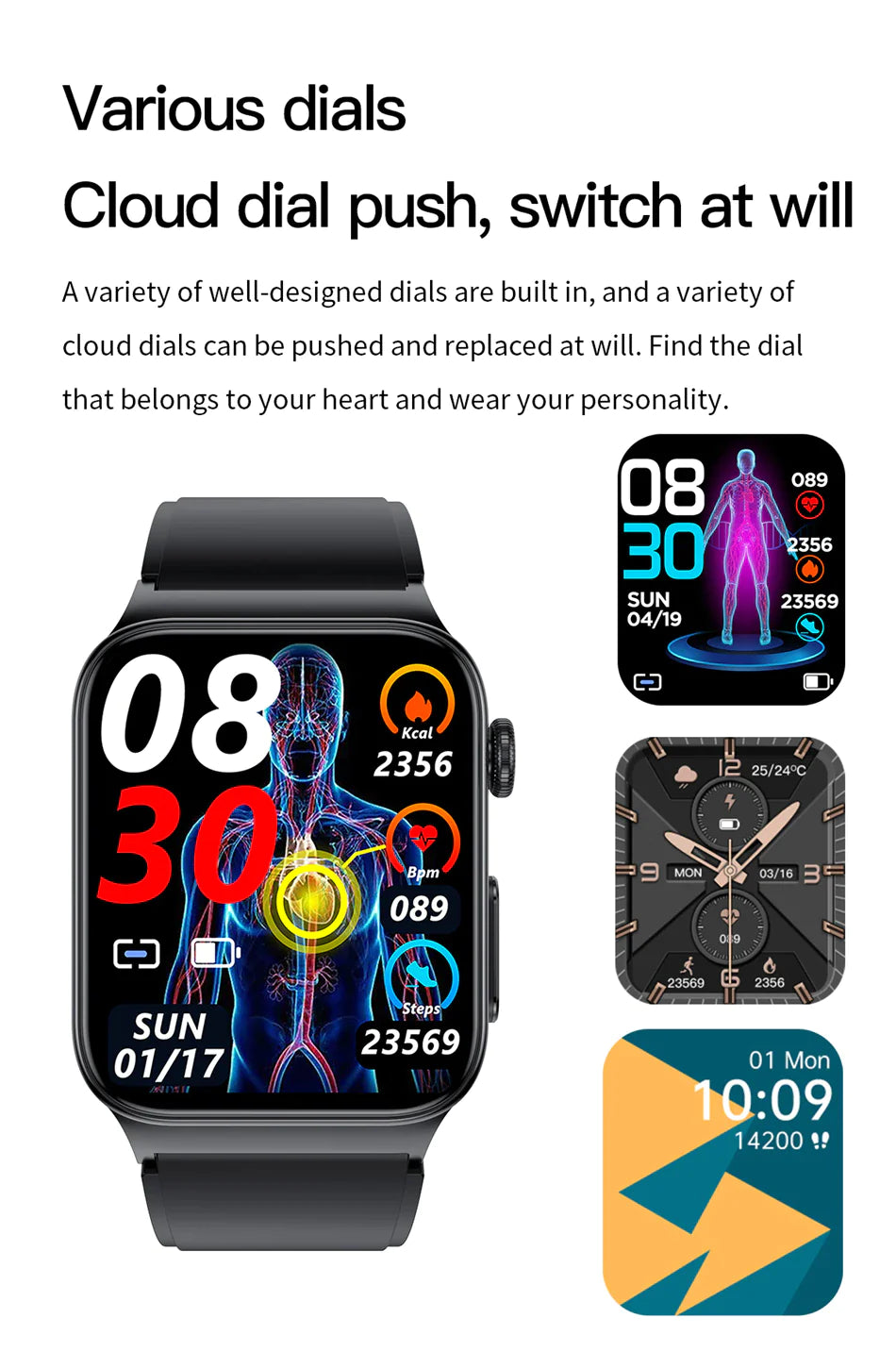 High-End Glucose and ECG Monitoring Smart Watch For Apple iPhone Samsung Android iOS