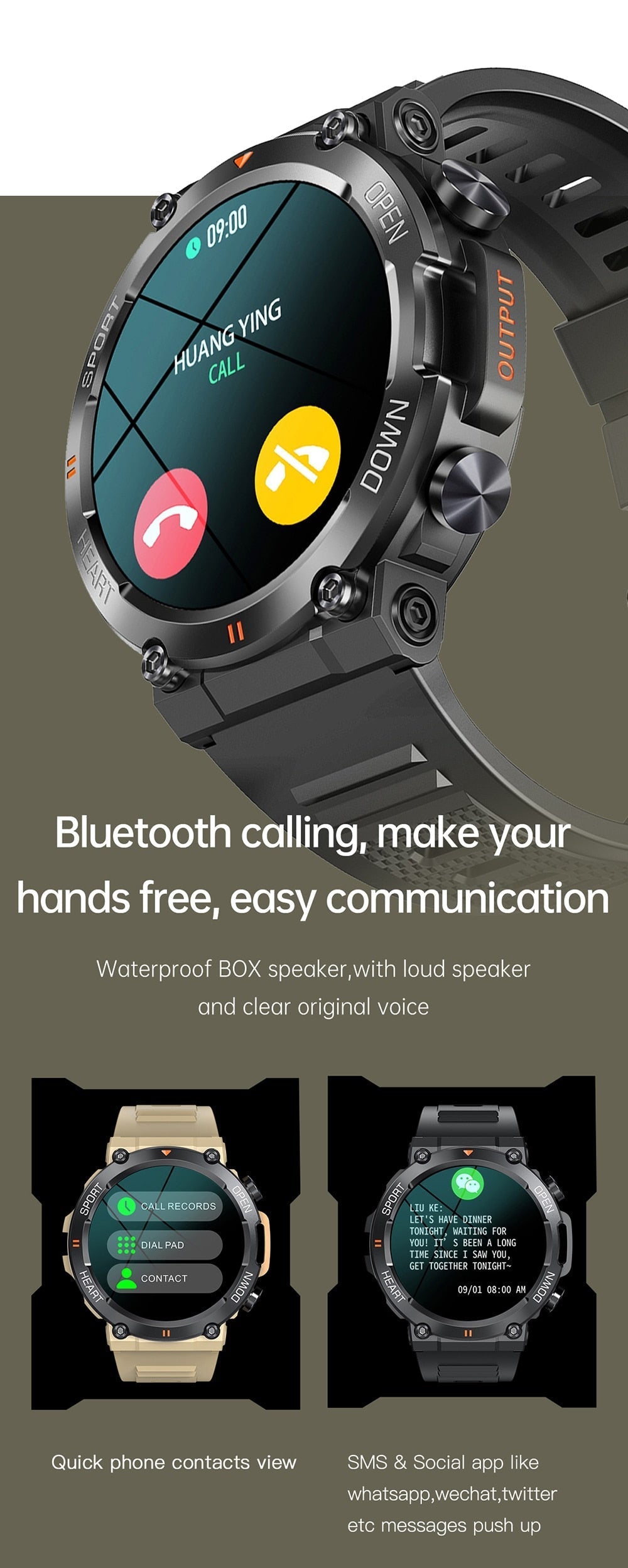 Men's Waterproof Bluetooth Smart Watch Fitness Activity Tracker Pedometer For Men & Women With Haert Rate And Blood Pressure Monitor Smartwatch