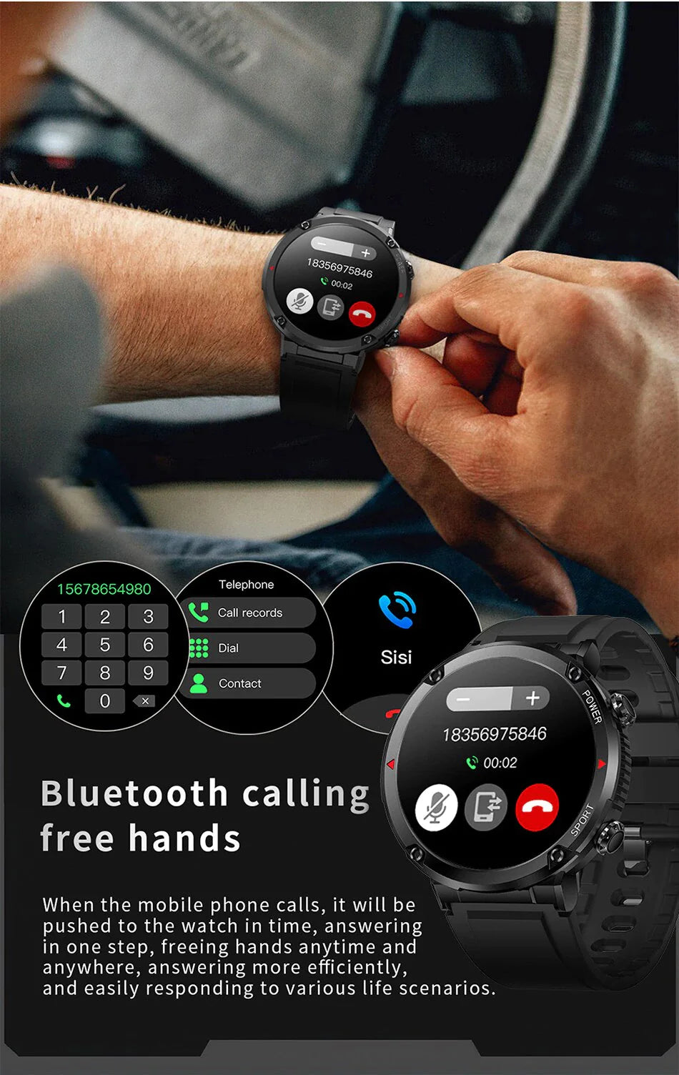 Military Standard  Bluetooth Smart Watch Fitness Activity Tracker Pedometer For Men & Women With Haert Rate Monitor Smartwatch For Apple iPhone Samsung Android iOS