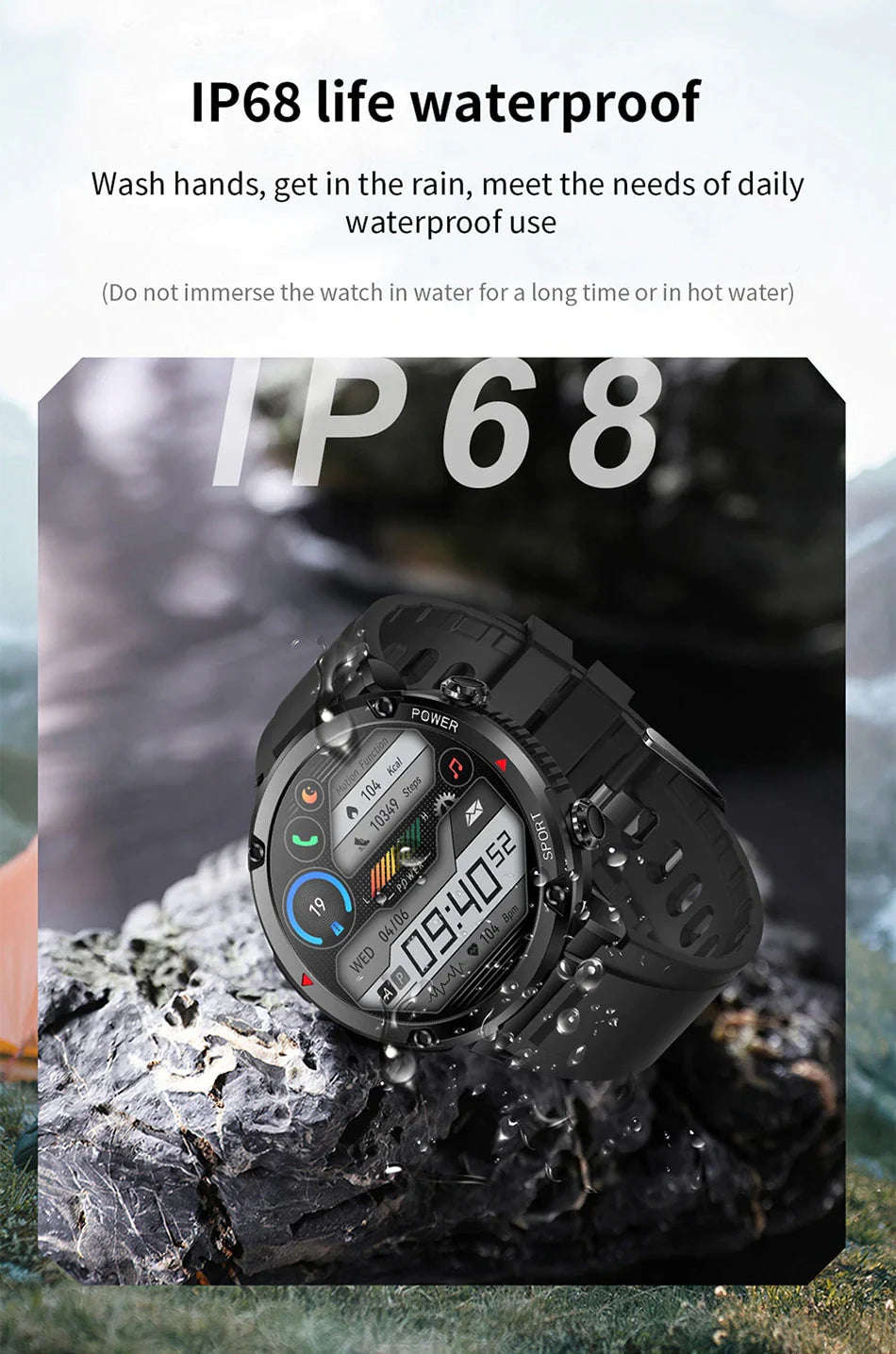 Military Standard  Bluetooth Smart Watch Fitness Activity Tracker Pedometer For Men & Women With Haert Rate Monitor Smartwatch For Apple iPhone Samsung Android iOS