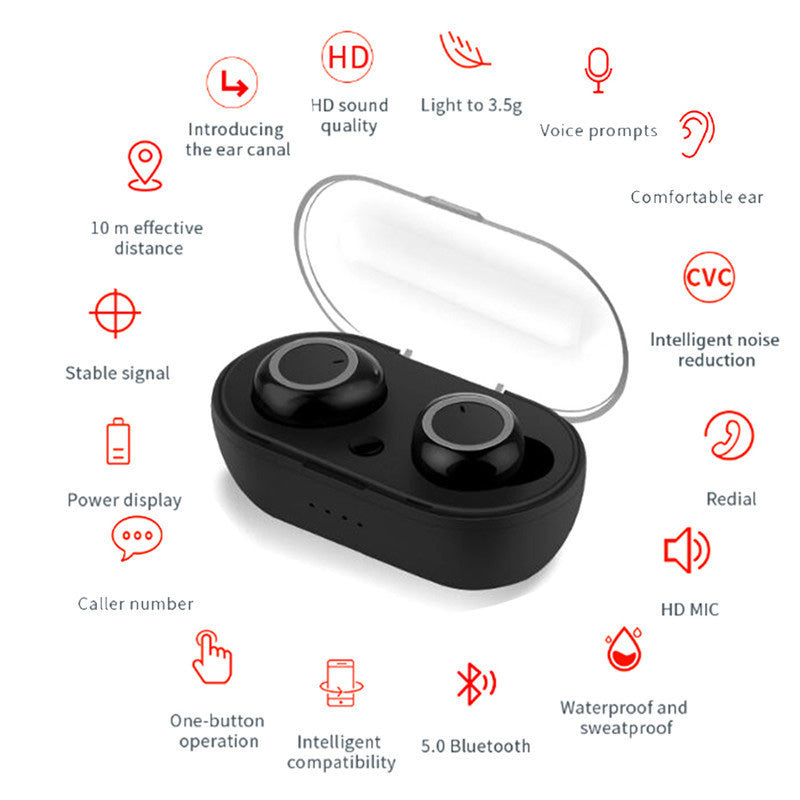 SonicStride True Wireless Bluetooth Earbuds Earphones With Charging Case 9D & Surround Sound