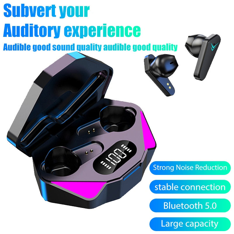 SonicStride-X15 Gaming Bluetooth Wireless Earbuds Earphones With Charging Case 9D & Surround Sound Stereo