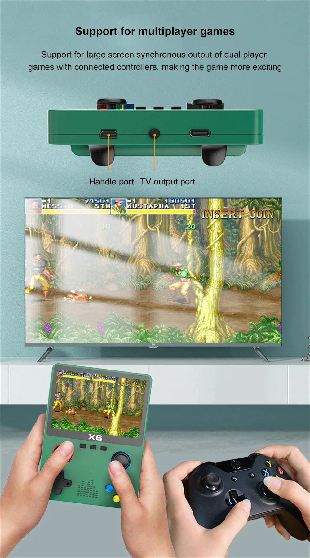 Portable Retro Pocket Game Console With Bult-In Games Kids Handheld Classic Video Game Console With 8000 Bult-in Games