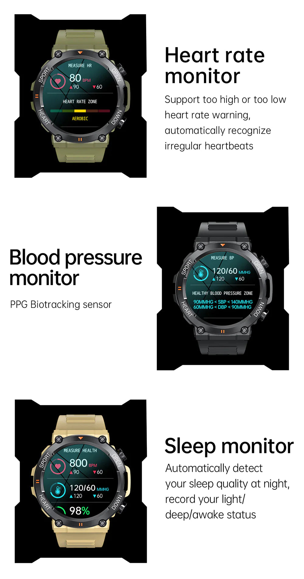 Men's Waterproof Bluetooth Smart Watch Fitness Activity Tracker Pedometer For Men & Women With Haert Rate And Blood Pressure Monitor Smartwatch