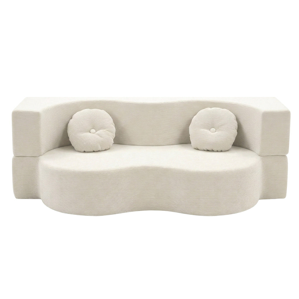 Artiss Folding Sofa Bed Floor Couch 2-in-1 Convertible Futon Loveseat Beige