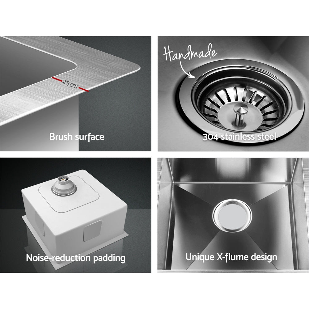 Cefito Kitchen Sink 44X44CM Stainless Steel Basin Single Bowl Silver