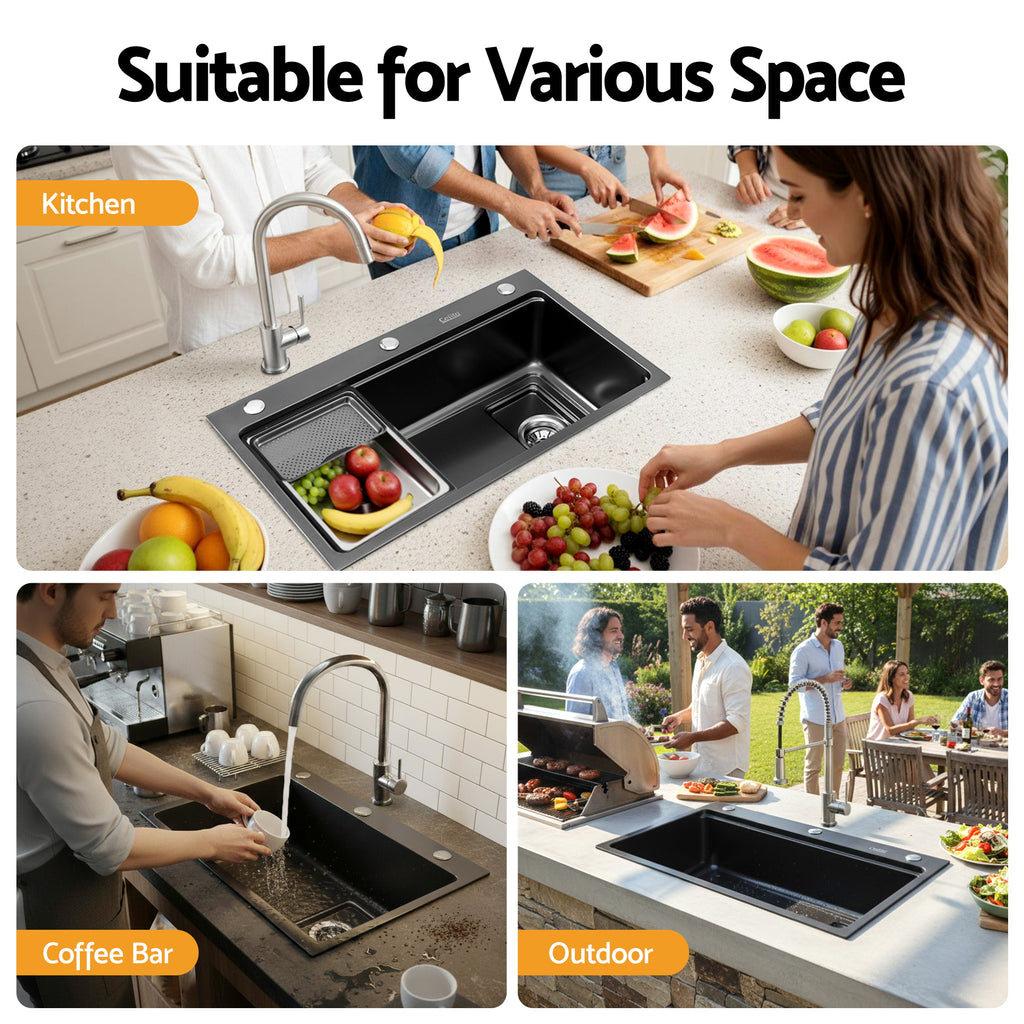 Cefito Kitchen Sink 304 Stainless Steel Bar Sink Millet Grain Water Basin Sink