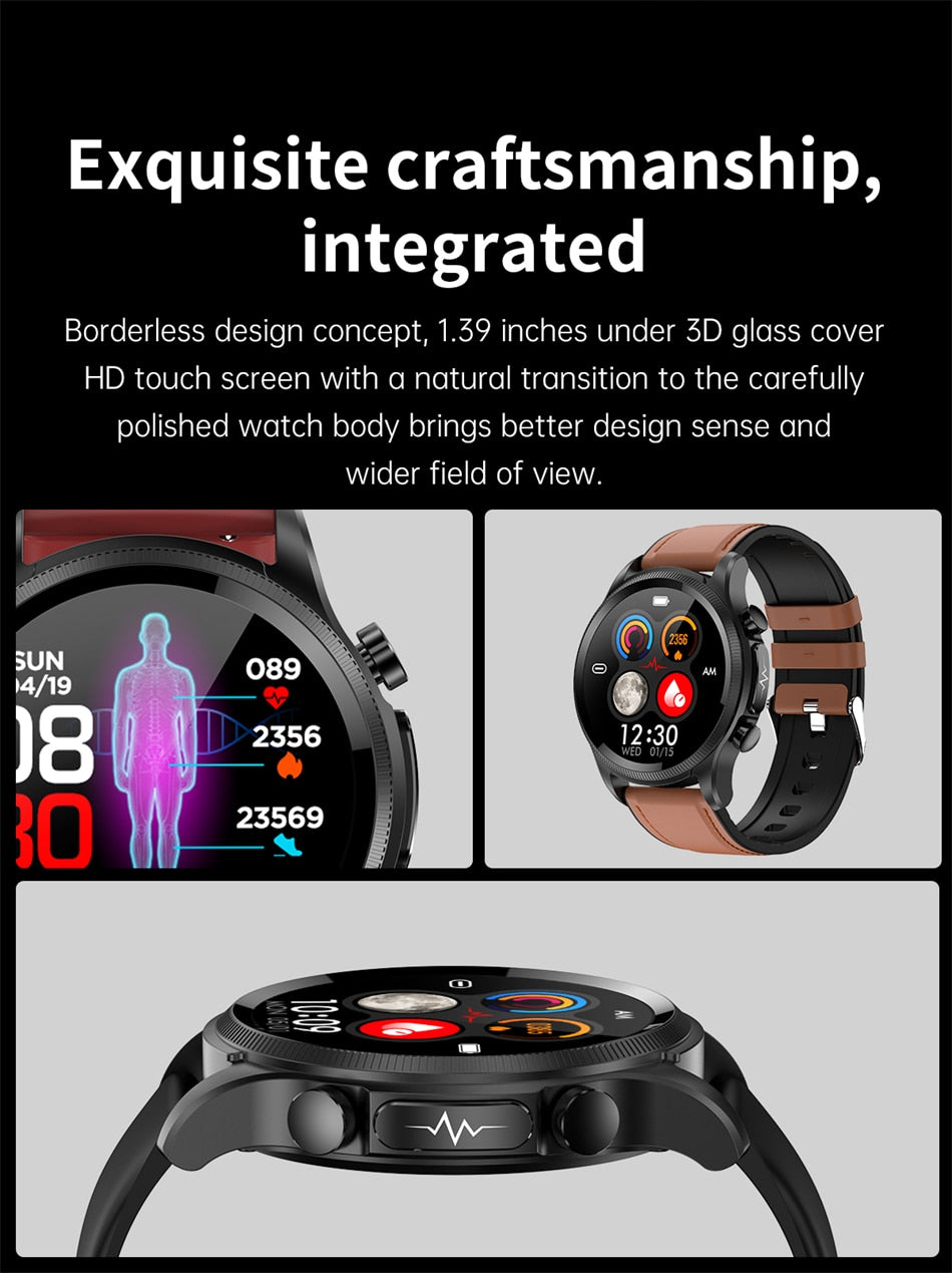 Waterproof ECG Bluetooth Smart Watch Fitness Activity Tracker Pedometer For Men & Women With Heart Rate Sleep Blood Pressure Blood Suger & Blood oxygen Monitor For All Smart Phones Cheap Smartwatch For Apple iPhone Samsung Android iOS