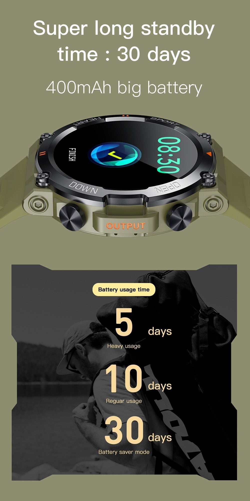 Men's Waterproof Bluetooth Smart Watch Fitness Activity Tracker Pedometer For Men & Women With Haert Rate And Blood Pressure Monitor Smartwatch