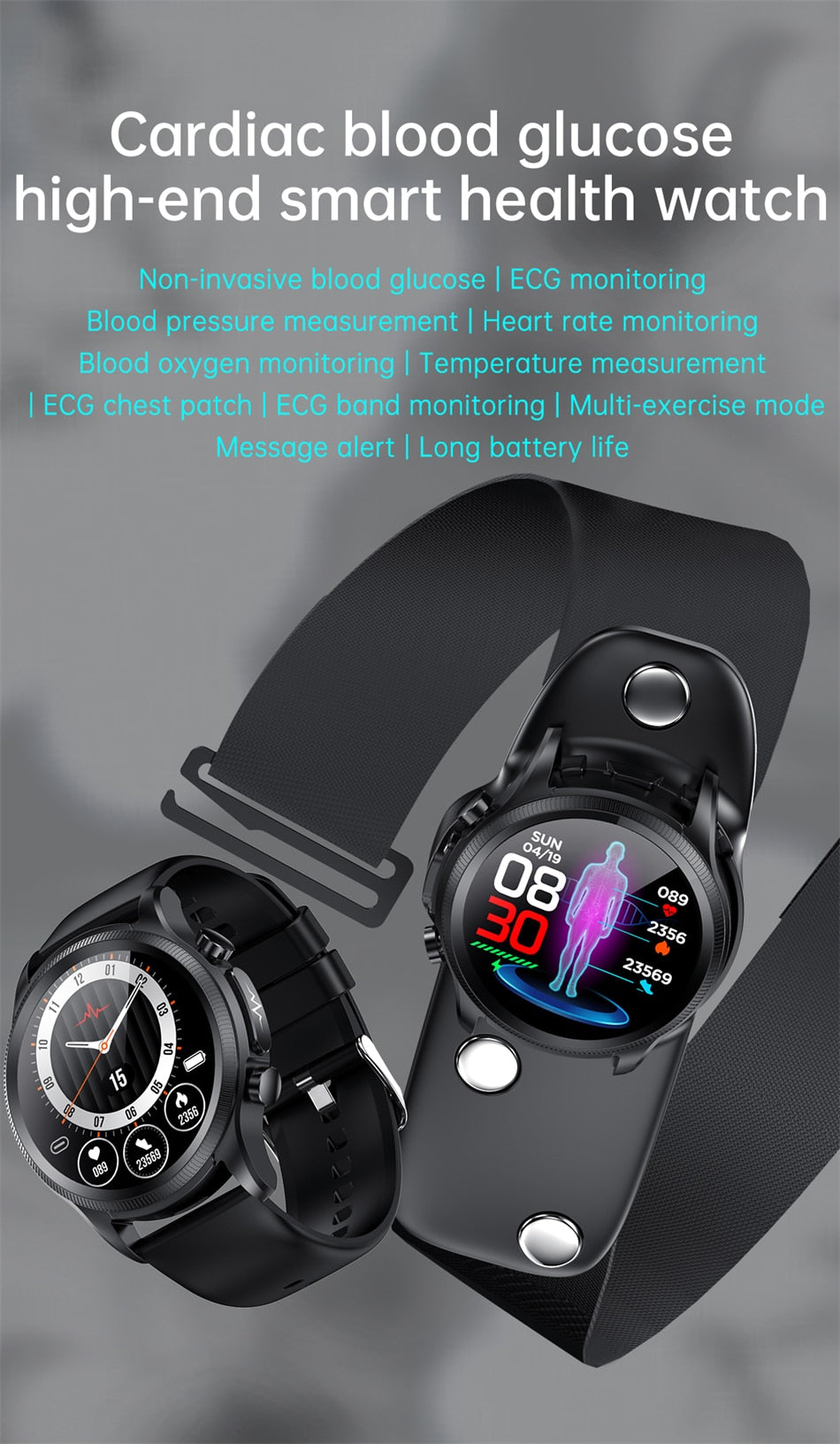 Waterproof ECG Bluetooth Smart Watch Fitness Activity Tracker Pedometer For Men & Women With Heart Rate Sleep Blood Pressure Blood Suger & Blood oxygen Monitor For All Smart Phones Cheap Smartwatch For Apple iPhone Samsung Android iOS