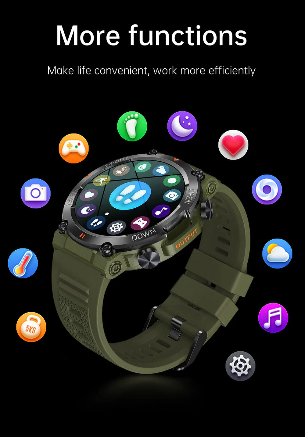 Men's Waterproof Bluetooth Smart Watch Fitness Activity Tracker Pedometer For Men & Women With Haert Rate And Blood Pressure Monitor Smartwatch