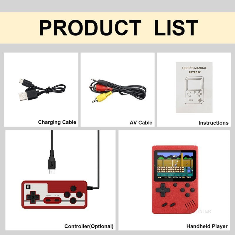 Mini Handheld Retro Game Console For Kids and Adult Classic Mini Console with 400 Classic Games Portable Arcade Game Console Is Pocket Friendly 3.0 Inch Color Screen Support for Connecting TV, Best for Christmas / Birthday / Thanksgiving / Valentine Gift