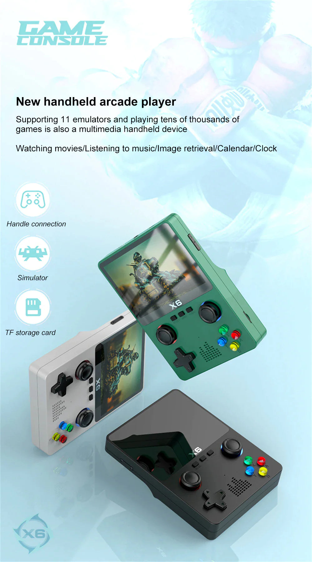 Portable Retro Pocket Game Console With Bult-In Games Kids Handheld Classic Video Game Console With 8000 Bult-in Games