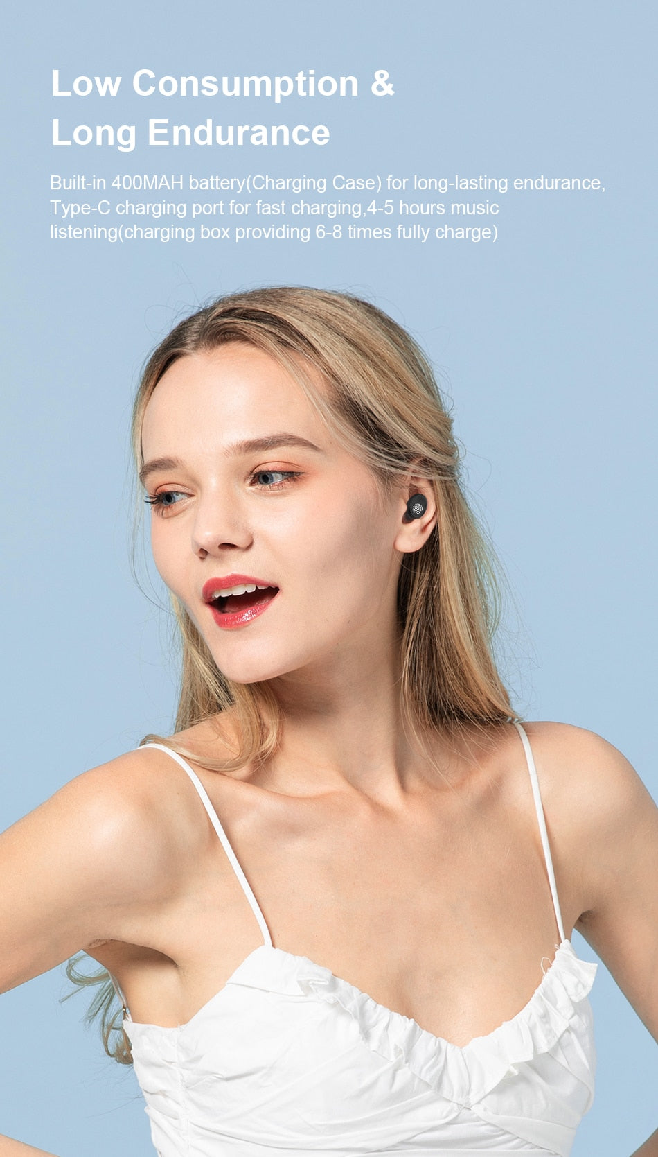 SonicStride-T31 LED Stereo Touch Control Bluetooth Wireless Waterproof Earphones Earbuds Headphones With Charging Case 9D & Surround Sound