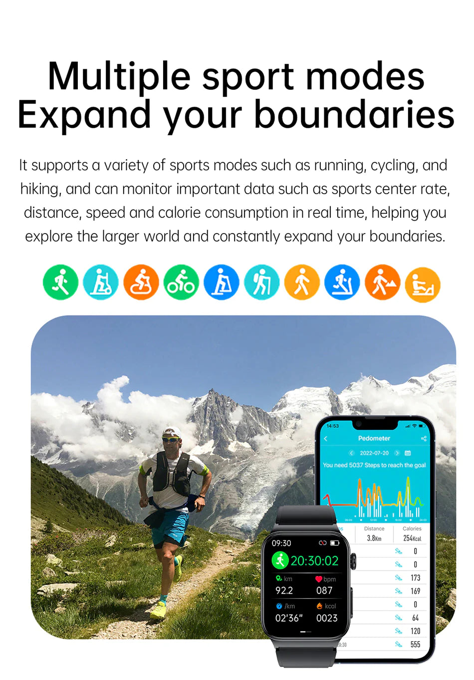High-End ECG and Blood Sugar Monitoring Sports Smartwatch