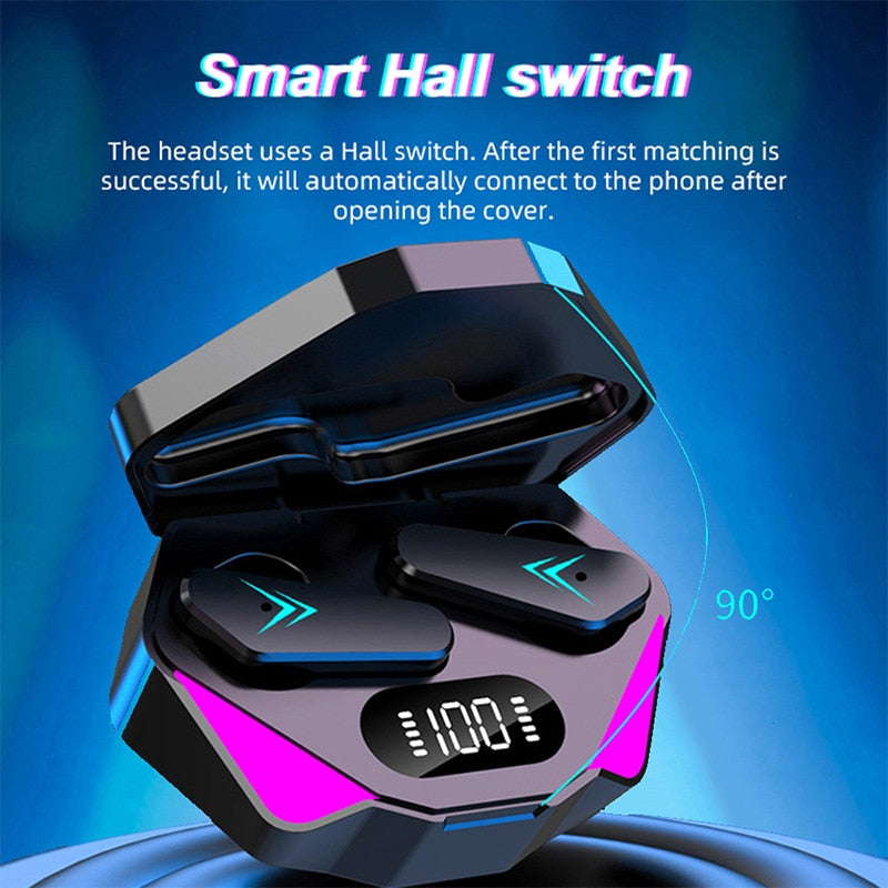 SonicStride-X15 Gaming Bluetooth Wireless Earbuds Earphones With Charging Case 9D & Surround Sound Stereo