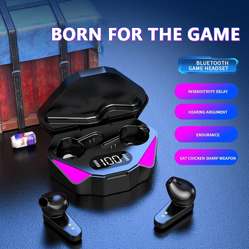 SonicStride-X15 Gaming Bluetooth Wireless Earbuds Earphones With Charging Case 9D & Surround Sound Stereo