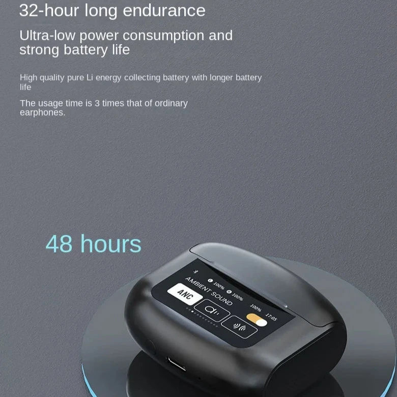 LED True Wireless Earphone Interactive Touch Control Screen Stereo Earbuds With Active Noise Cancellation