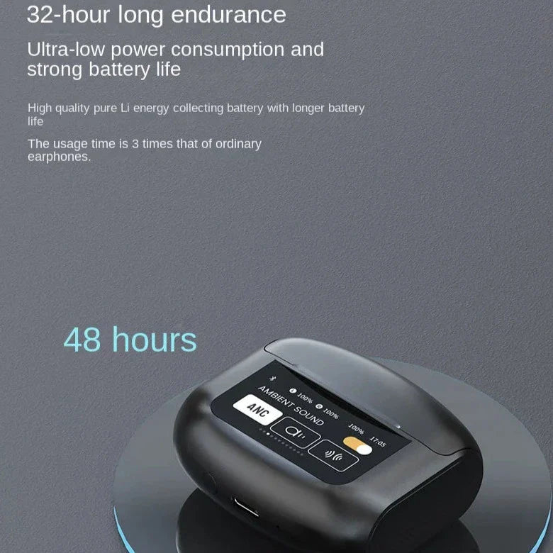 LED True Wireless Earphone Interactive Touch Control Screen Stereo Earbuds With Active Noise Cancellation
