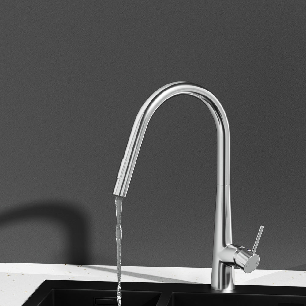 Cefito Kitchen Mixer Tap Pull Out Round 2 Mode Sink Basin Faucet Swivel WELS Chrome