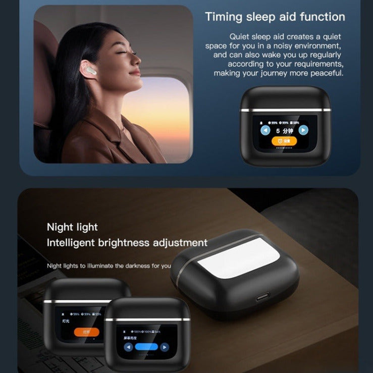 Smart ANC+ENC Earphone Bluetooth 5.3 Interactive Touch Control LCD Screen Headphones Wireless Earbuds With Active Noise Cancellation  Waterproof Headsets