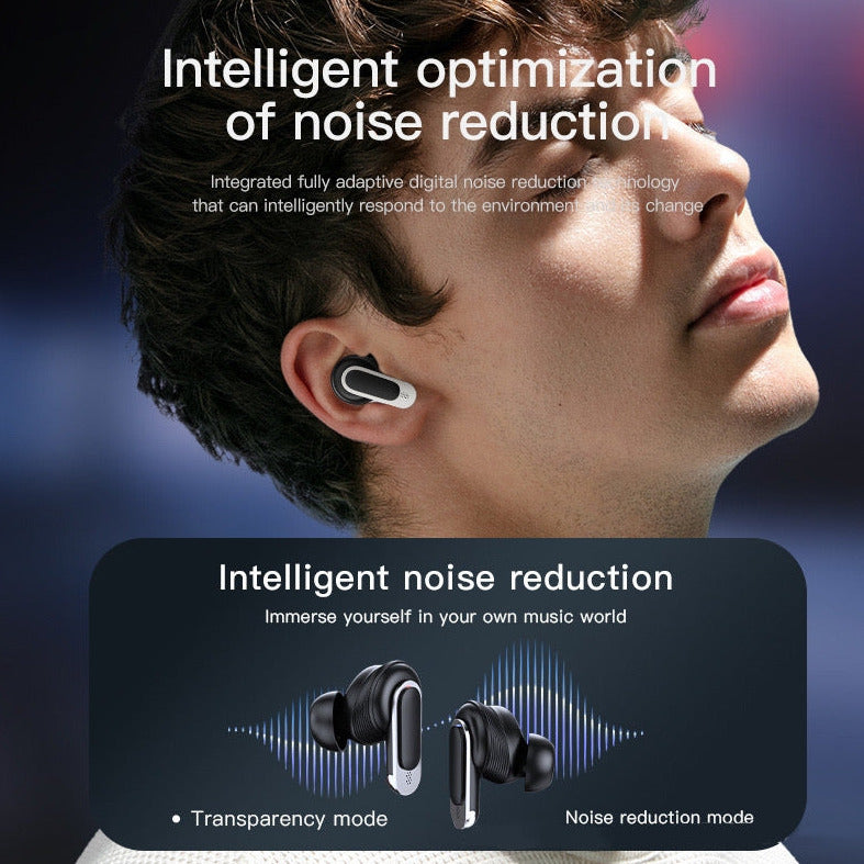 Smart ANC+ENC Earphone Bluetooth 5.3 Interactive Touch Control Color LCD Screen Headphones True Wireless Earbuds With TWS Active Noise Cancellation IPX5 Waterproof Headsets