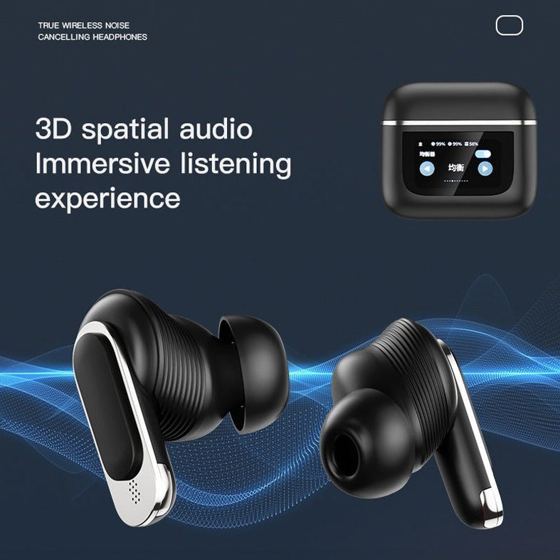 Smart ANC+ENC Earphone Bluetooth 5.3 Interactive Touch Control LCD Screen Headphones Wireless Earbuds With Active Noise Cancellation  Waterproof Headsets