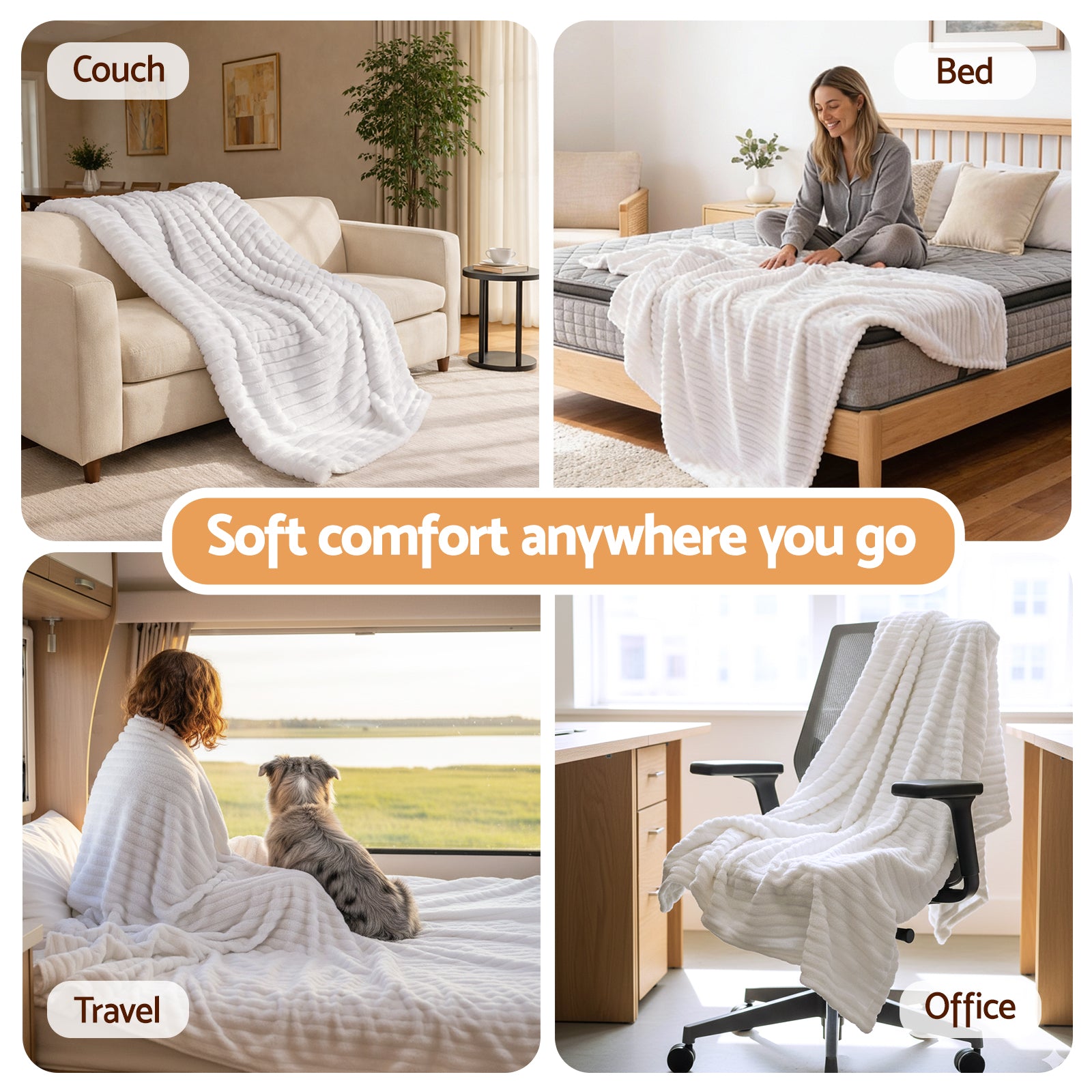 Giselle 203x230cm Throw Blanket Fleece Soft Lightweight Cozy Sofa Couch Bed Throw