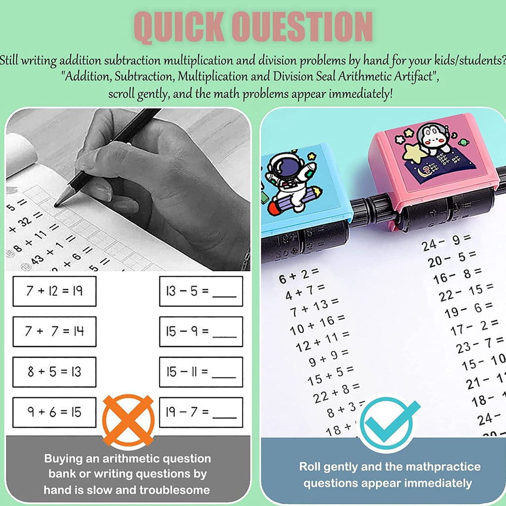 Mathematics Roller Digital Reusable Teaching Stamp Learning Multiplication Addition Subtraction Division Math Calculation Learning Educational Toy Exercises Within 100 practice section