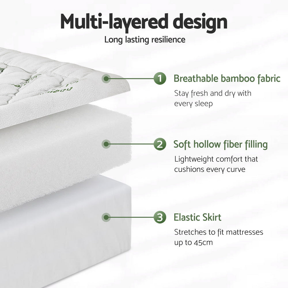 Giselle Mattress Topper 5cm Pillowtop toppers Bamboo Double