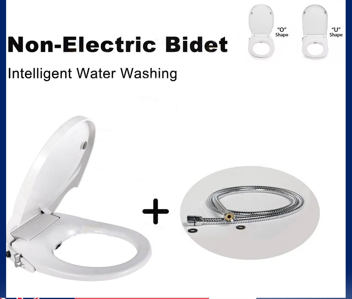 Toilet Seat Bidet Non Electric with Cover Bathroom Spray Water Wash