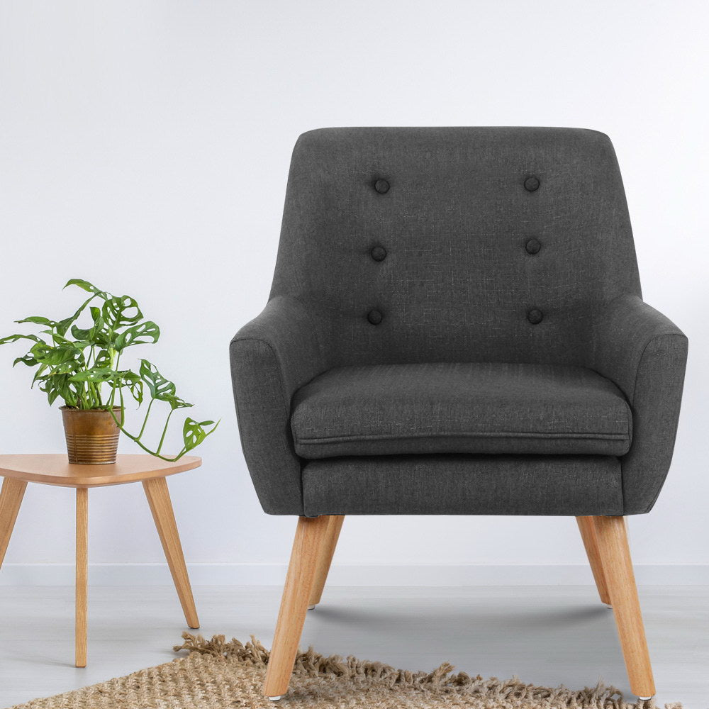 Artiss Armchair Linen Fabric Anne Charcoal