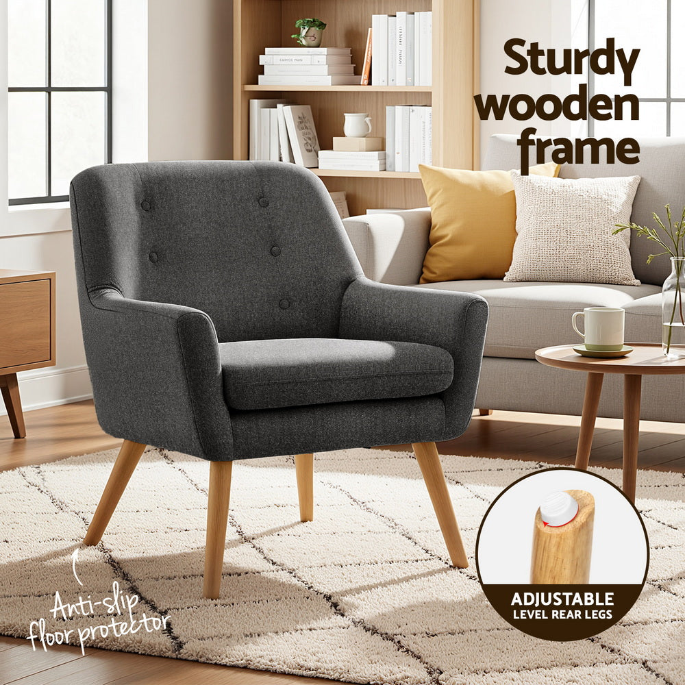 Artiss 2X Armchair Lounge Chair Accent Tub Chair Charcoal ANNE