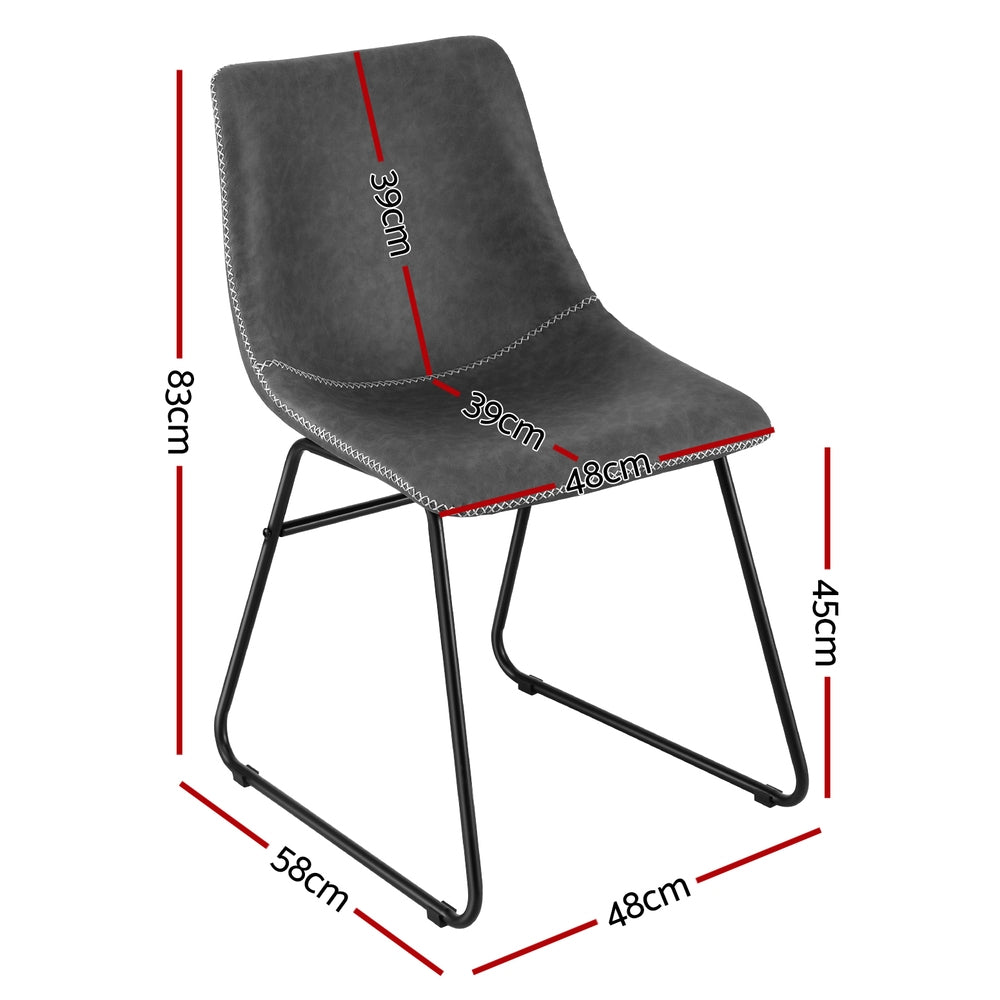 Artiss 4x Dining Chairs Retro PU Leather Kitchen Lounge Cafe Accent Chair Grey