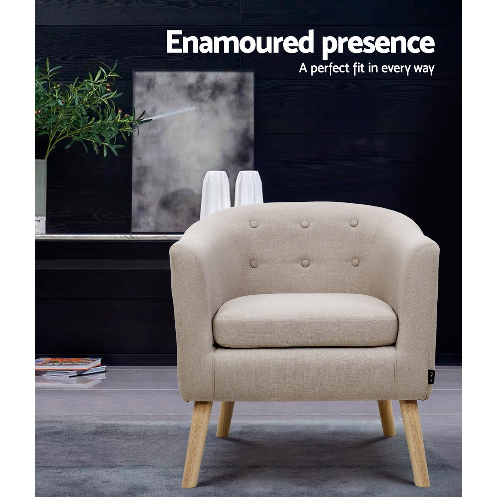 Artiss Armchair Tub Chair Beige Adora