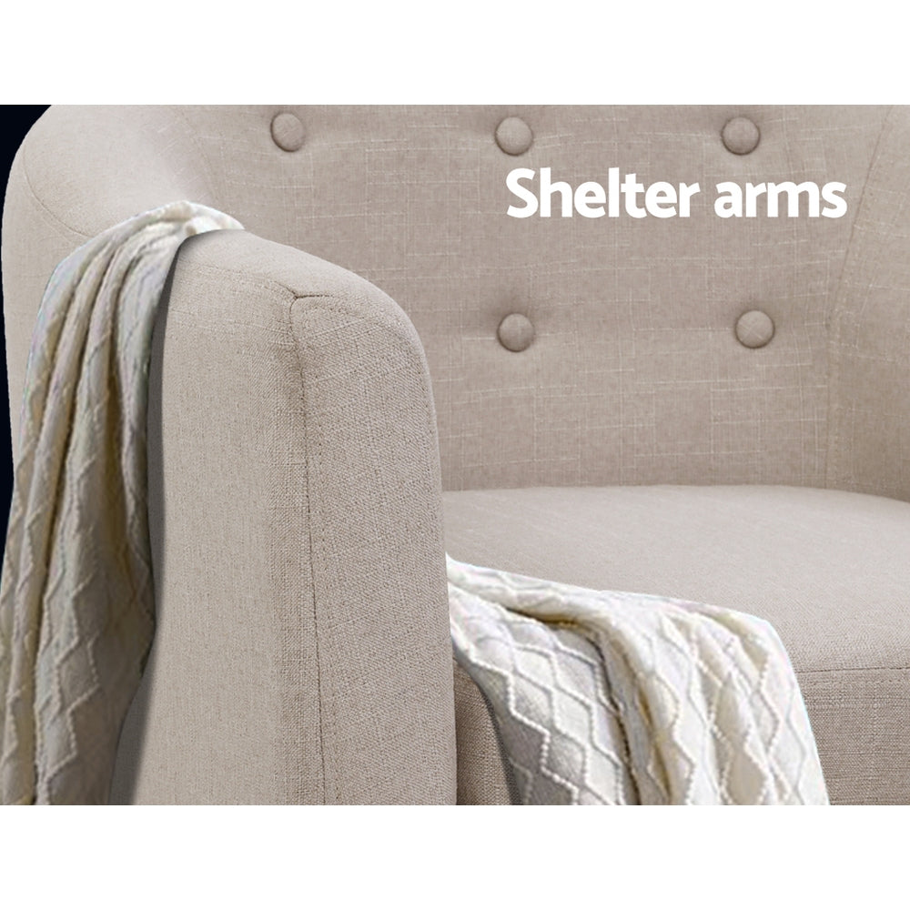 Artiss Armchair Tub Chair Beige Adora